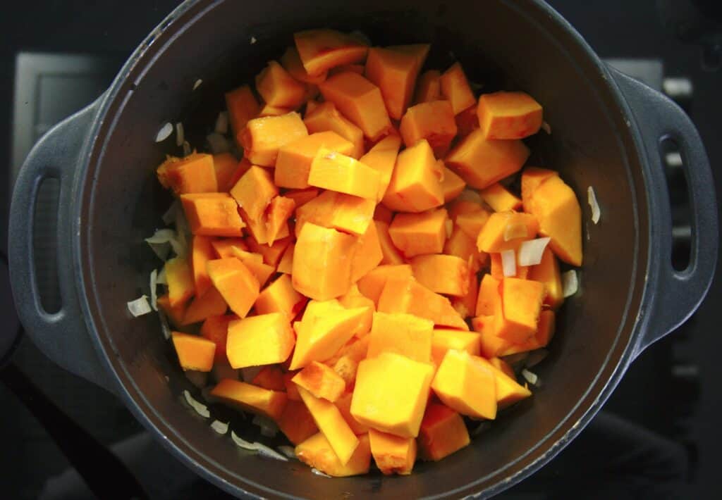 Dutch oven roasted pumpkin soup