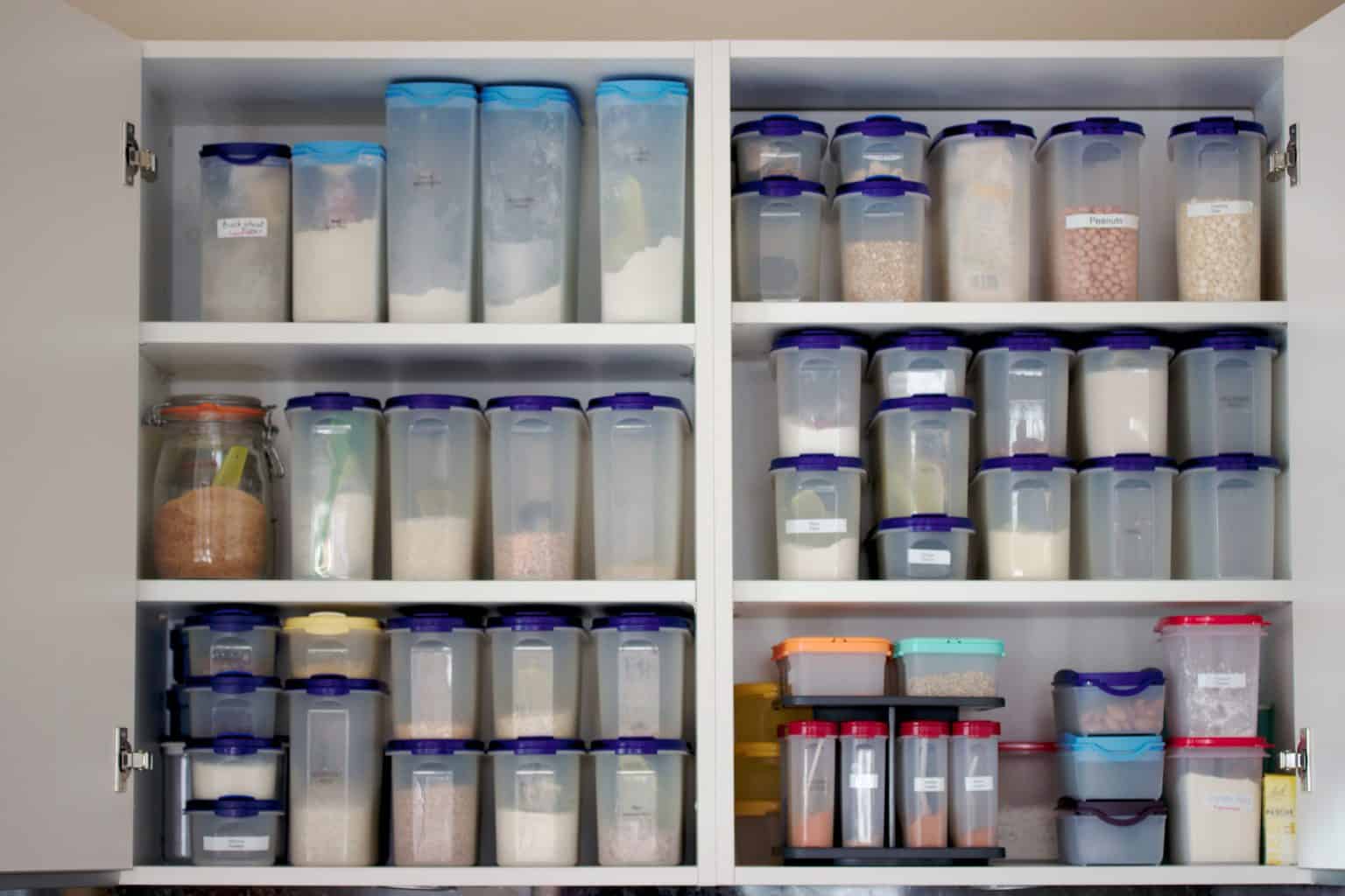 Kitchen Pantry Organization with Tupperware