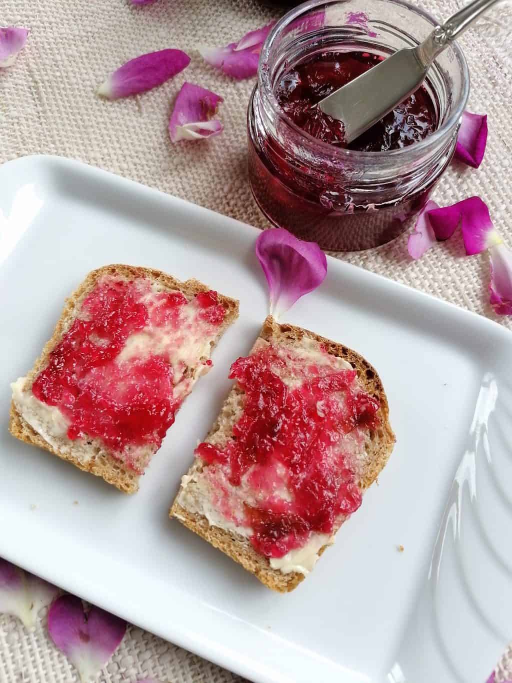 Rose petal jam on toast