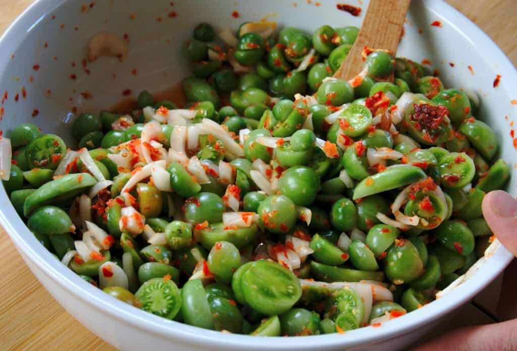 Pickled Green Tomato Salad