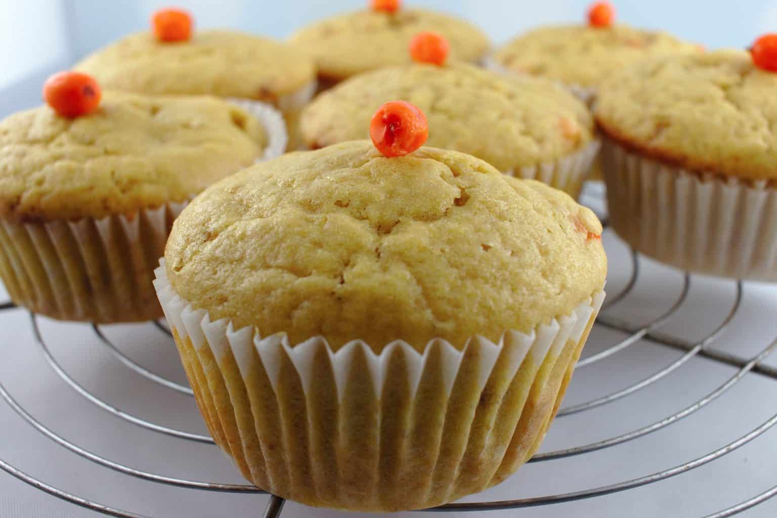 Eggless Sea Buckthorn Muffins